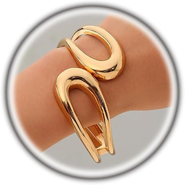Chunky Gold Bangle Bracelet for Women,Unique Thick Wide Bracelet Wrist Accessories,Simple Geometr... | Amazon (US)