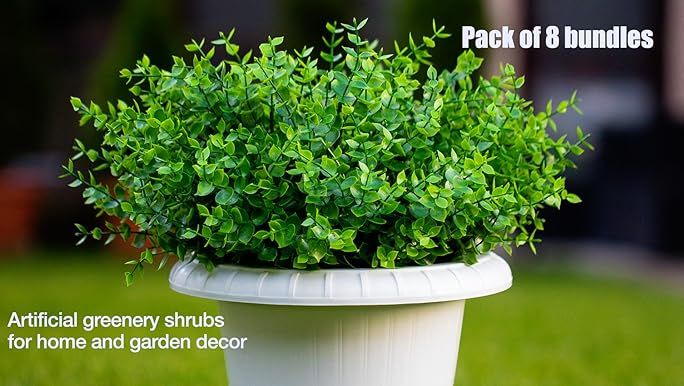 Artificial Plants Outdoor Fake Boxwood Shrubs - 16 Bundles Artificial Greenery Stems UV Resistant... | Amazon (US)