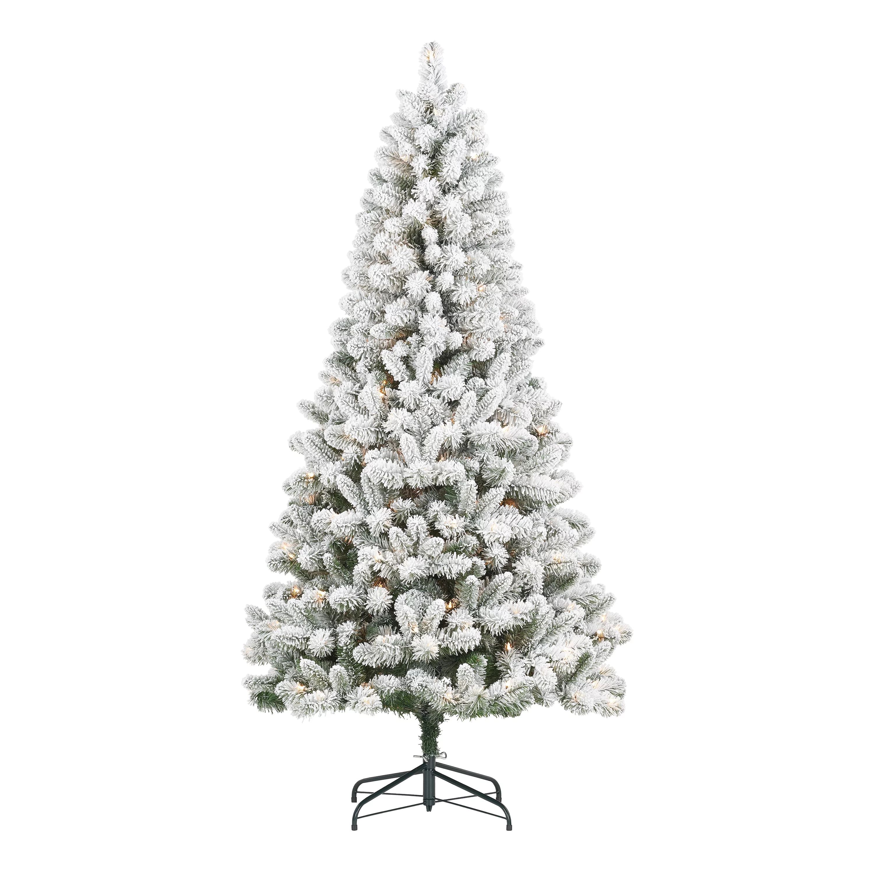 Holiday Time Green 6.5ft Pre-Lit Flocked Frisco Pine Christmas Tree, 6.5', Clear | Walmart (US)