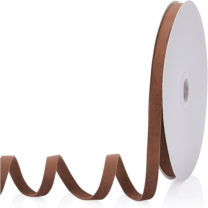 Velvet Ribbon Brown 3/8 inch, Continuous 20 Yards Double Faced Velvet Ribbon Great for Christmas ... | Amazon (US)