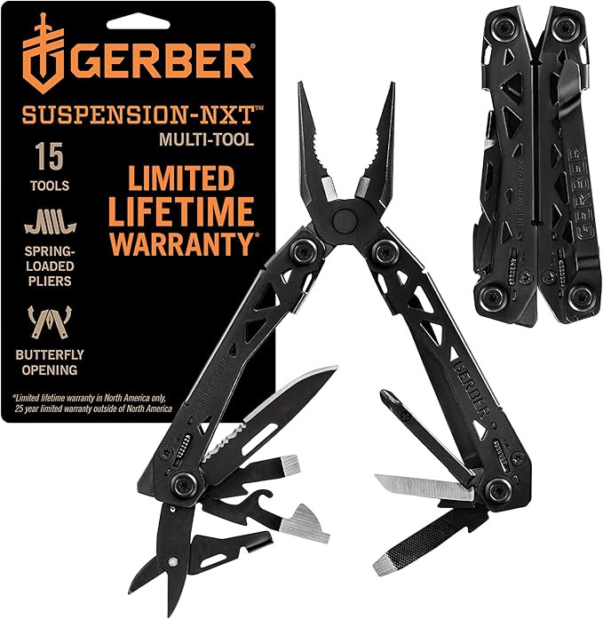Gerber Gear Suspension-NXT EDC Multitool 15-in-1 Pocket Knife, Needle Nose Pliers and Wire Stripp... | Amazon (US)