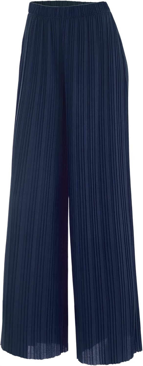 Lock and Love Womens Pleated Wide Leg Palazzo Maxi Pants with Drawstring or Elastic Band | Amazon (US)