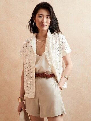 Eyelet Relaxed Shirt | Banana Republic Factory