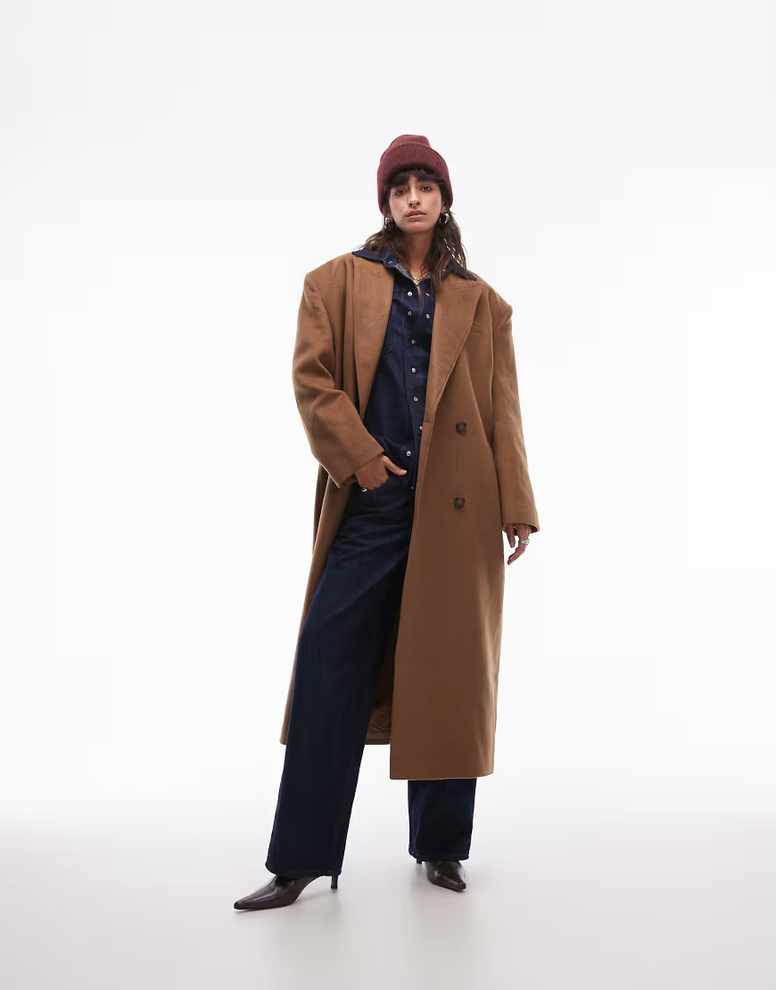 Topshop premium formal coat with wool in camel-Brown | ASOS (Global)