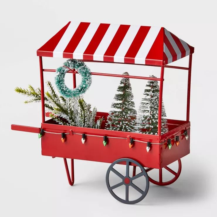 8.25" Decorative Metal Market Cart with Trees and Mini Wreath - Wondershop™ | Target