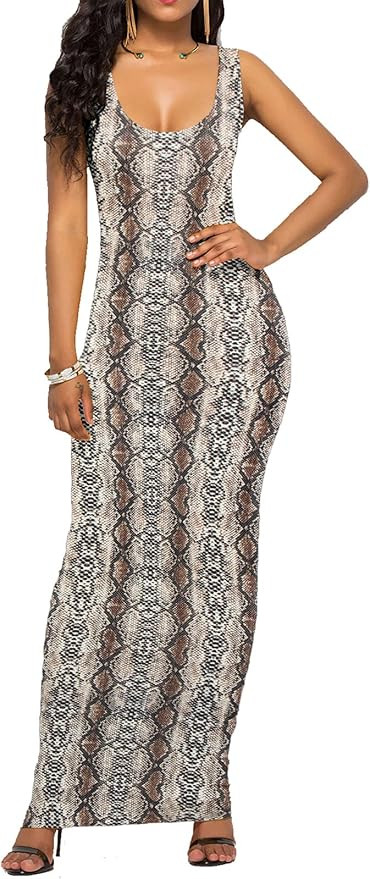 PRIMODA Women's Scoop Neck Sleeveless Long Maxi Dress Tank Dress | Amazon (US)