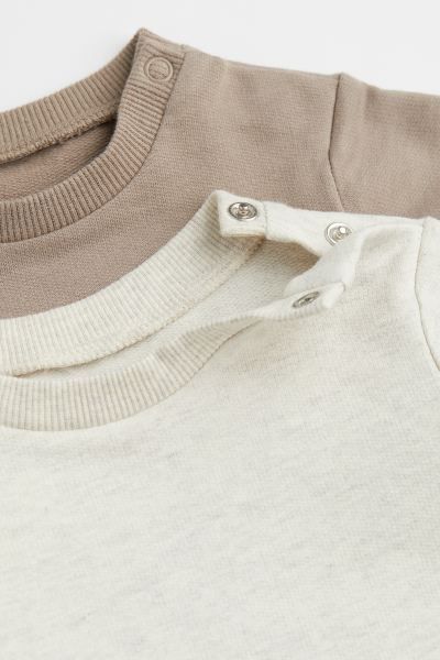 2-pack Cotton Sweatshirts - Taupe/natural white melange - Kids | H&M US | H&M (US + CA)