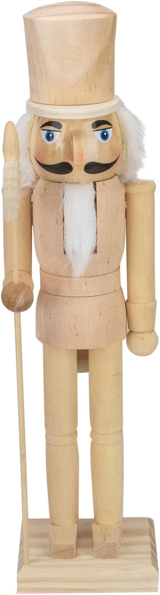 Northlight 15" Wood Unfinished Paintable Christmas Nutcracker with Scepter, Ivory | Amazon (US)