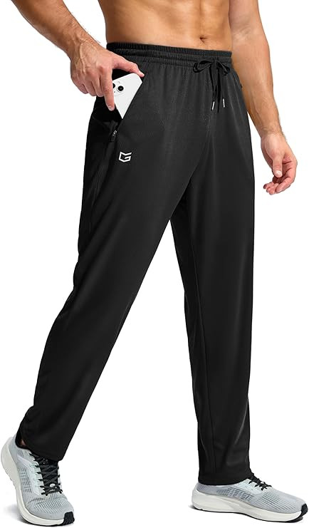 G Gradual Men's Sweatpants with Zipper Pockets Lightweight Mesh Athletic Pants for Men Open Botto... | Amazon (US)