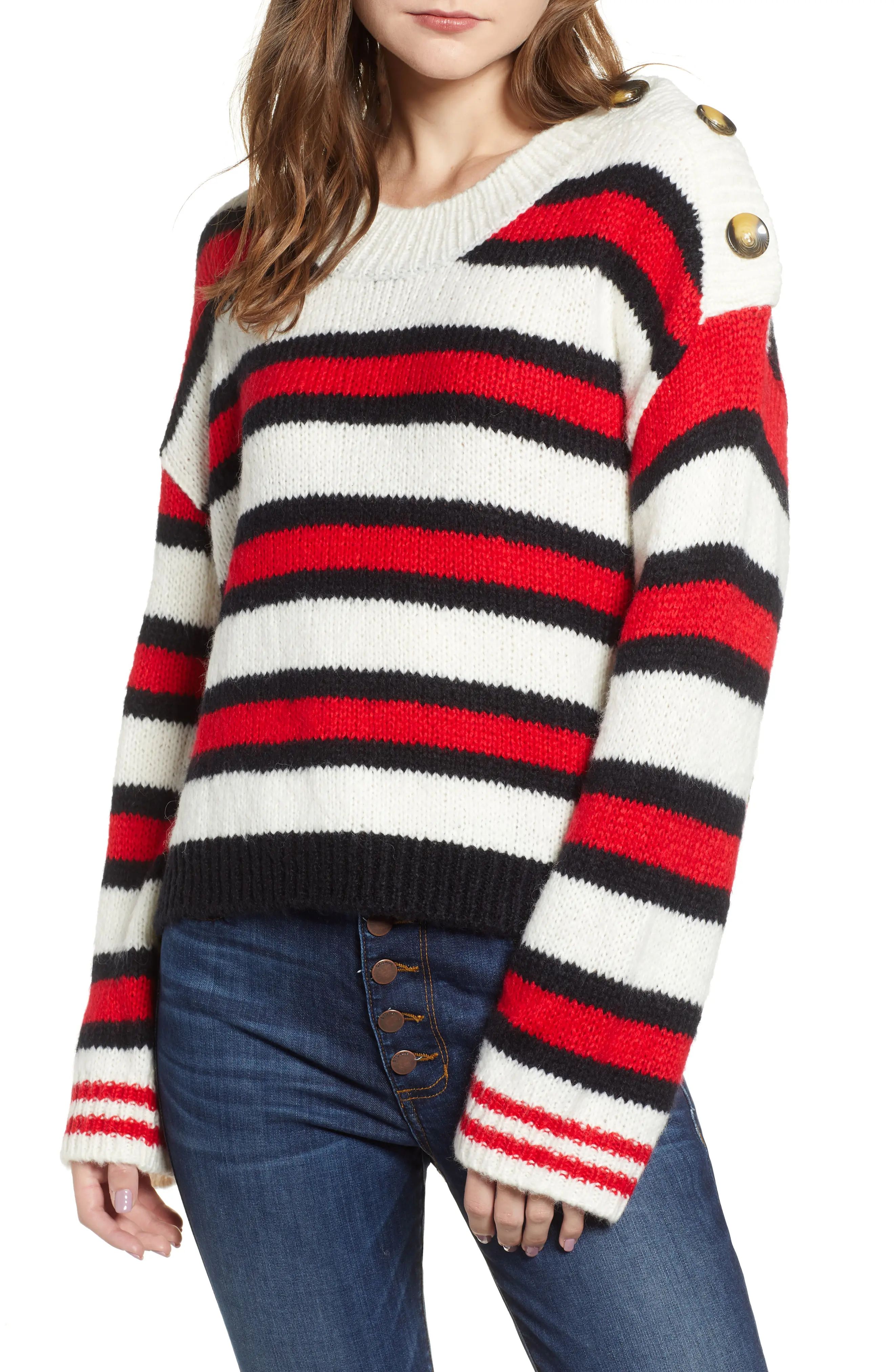 BP. Button Shoulder Stripe Sweater | Nordstrom