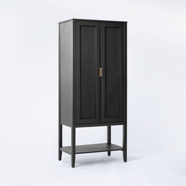 66&#34; East Bluff Woven Cabinet Black - Threshold&#8482; designed with Studio McGee | Target