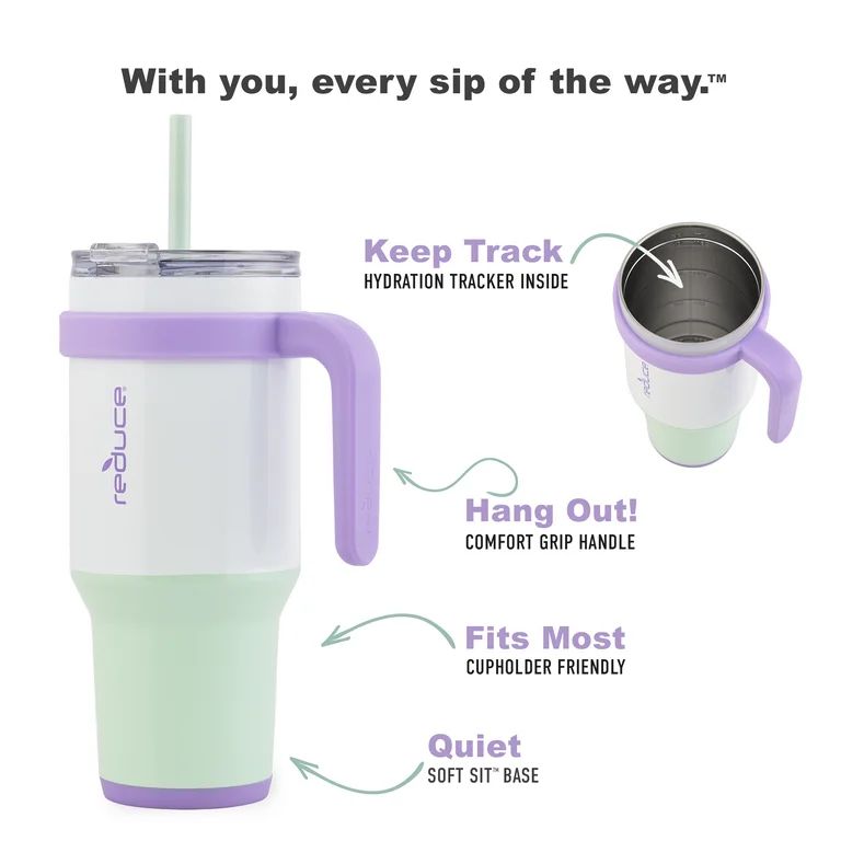 Reduce Slim Cold1 Tumbler - Straw, Lid & Handle. Insulated Stainless Steel 40oz, Color Block | Walmart (US)