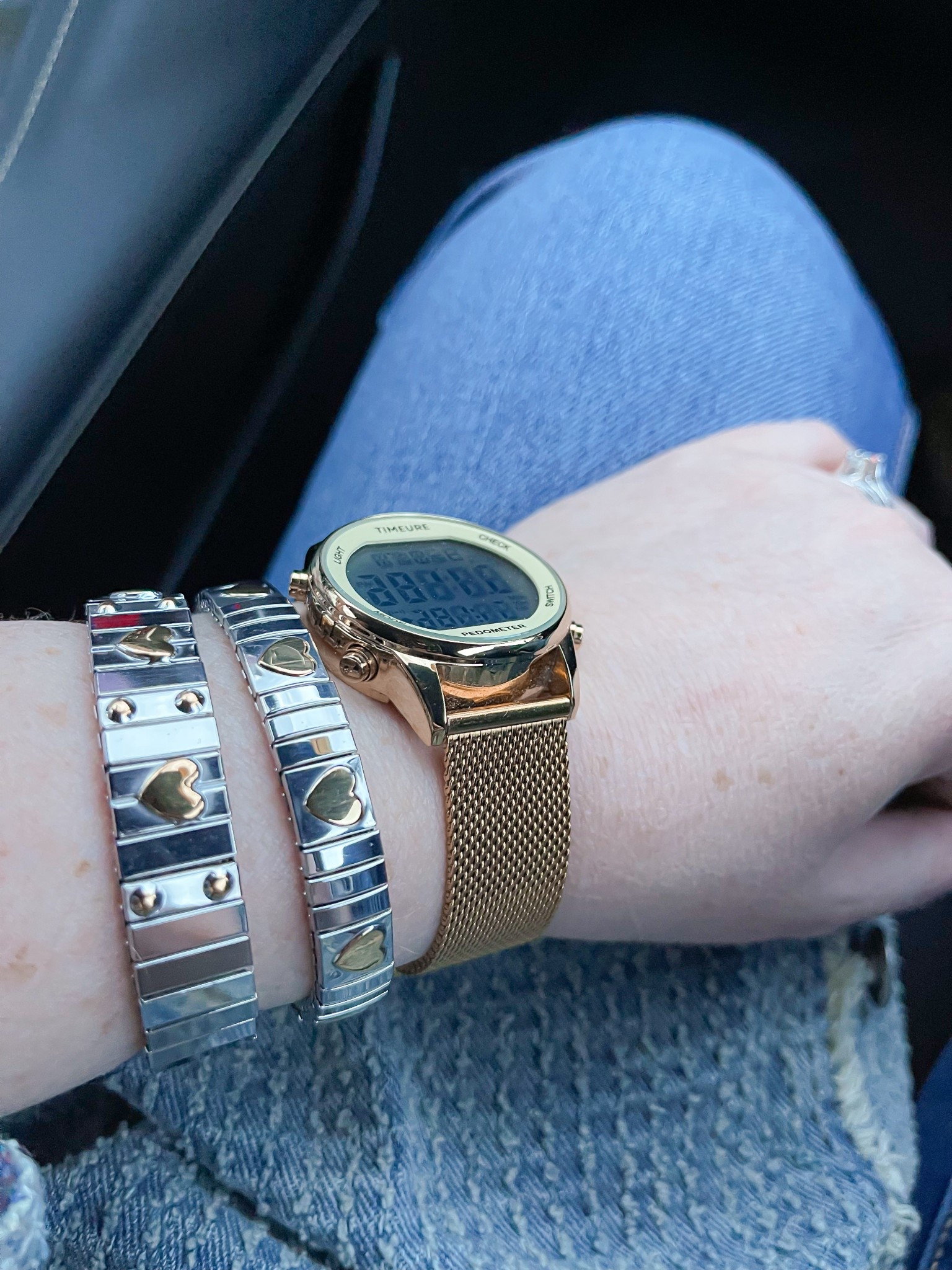 Bracelet stack and pedometer watch. 💛

#LTKActive #LTKootd #LTKFestival