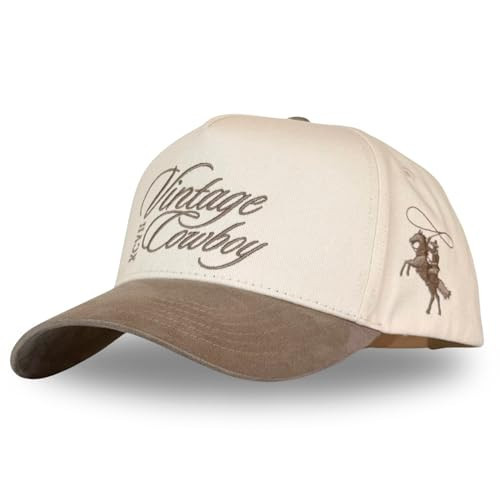 Vintage Western Trucker Hat | Men & Women | Country Cute Caps for Cowgirls Cowboys | Camo Denim Embroidered Cotton | Snapback (Cotton, Vintage Cowboy | Mud Suede) | Amazon (US)