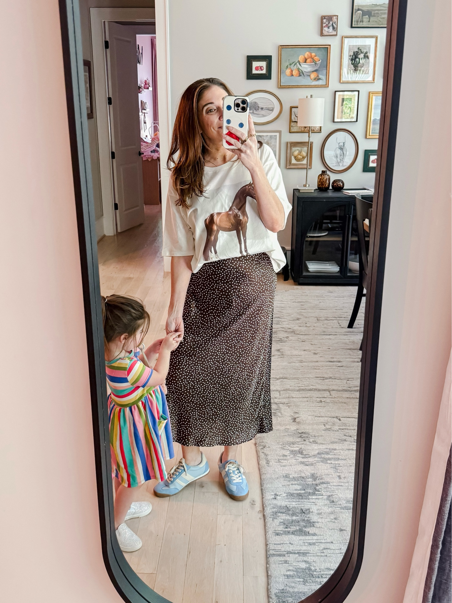 What I wore to CCs allergist appointment. I get tired of wearing pants all the time so this polka dot skirt was a fun switch while still being casual and comfortable 
Tee L (oversized) / Skirt M (tts) / Sneakers tts

#LTKootd #LTKMidsize #LTKgrwm