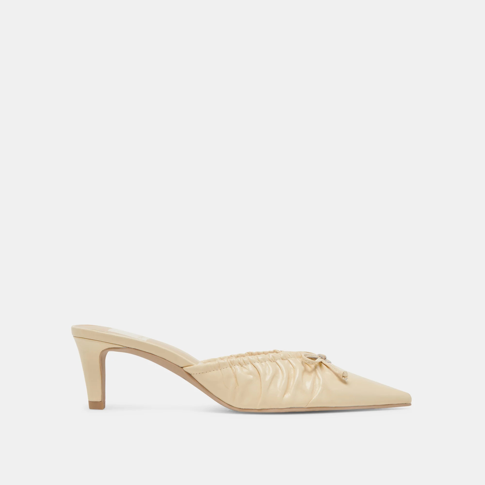 Kairi Mid Heels Light Yellow Crinkle Patent | DolceVita.com