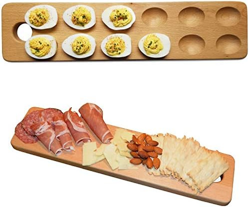 HigherHuman Reversible Wood Deviled Egg Tray and Charcuterie Board Cheese Serving Platter | Amazon (US)