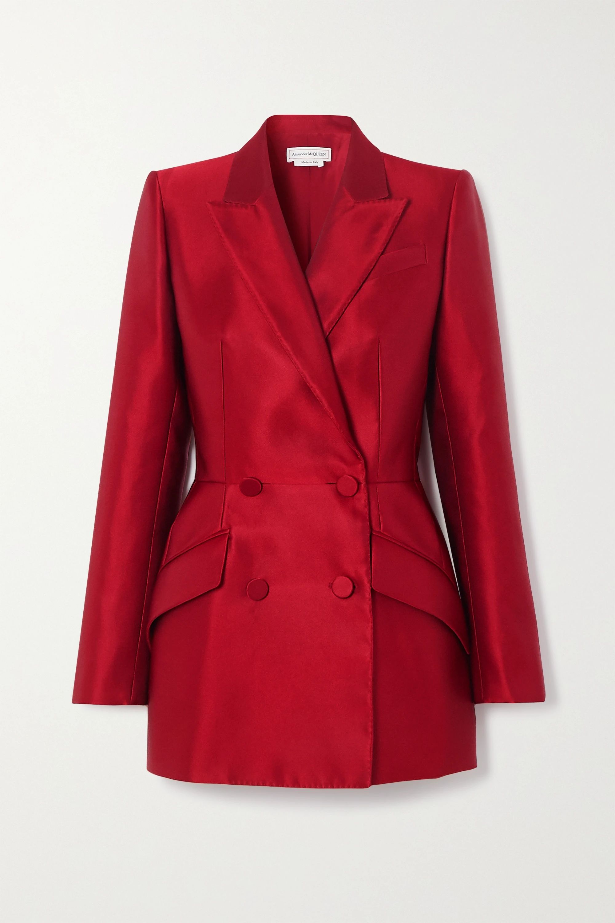 Red Double-breasted silk-satin blazer | Alexander McQueen | NET-A-PORTER | NET-A-PORTER (UK & EU)