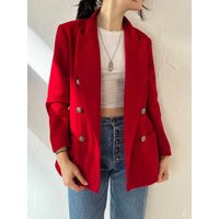 90S ""stephanie Andrews' Red Wool Blazer Jacket/Small | Etsy (US)