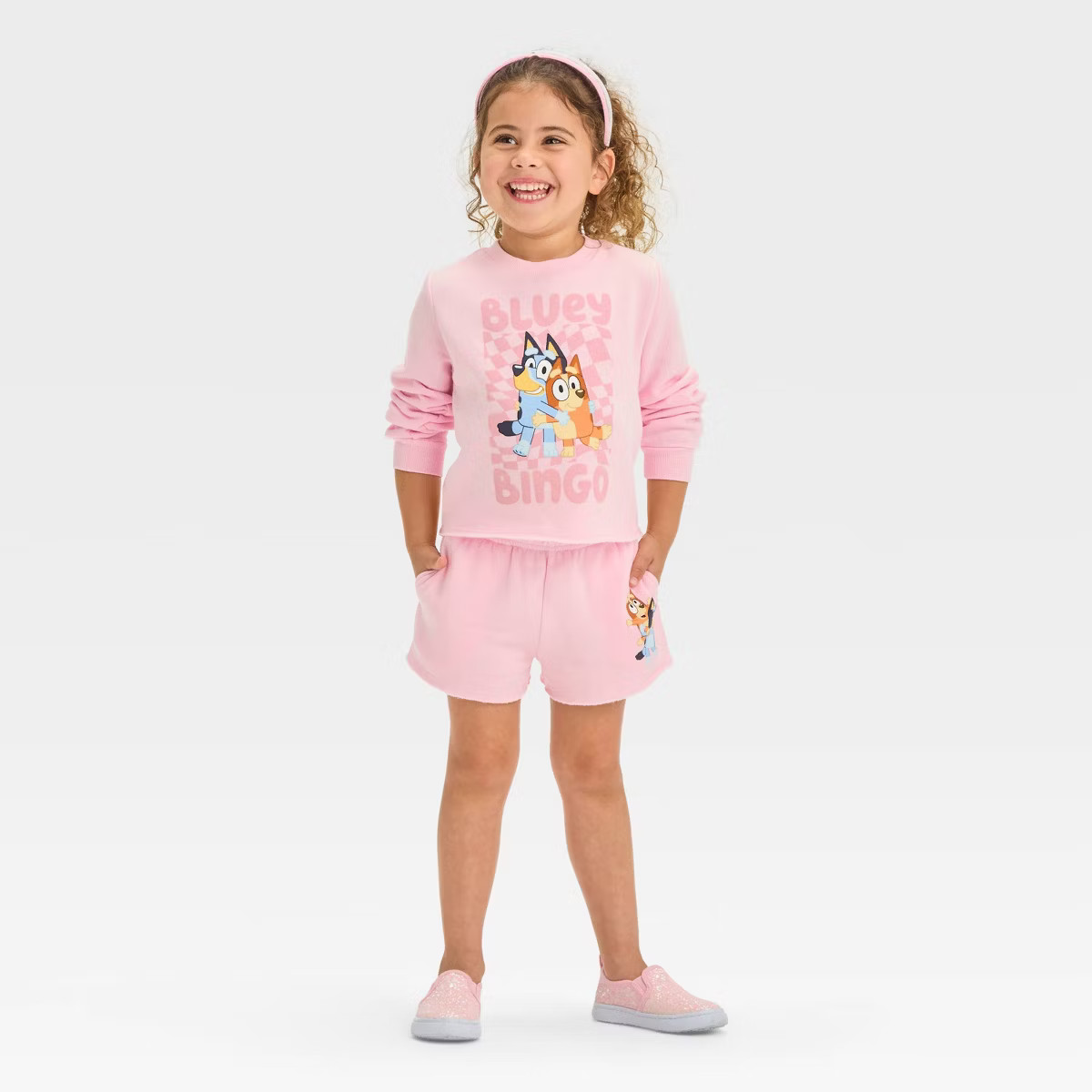 Toddler Girls' Bluey and Bingo Pullover and Shorts Set - Pink | Target