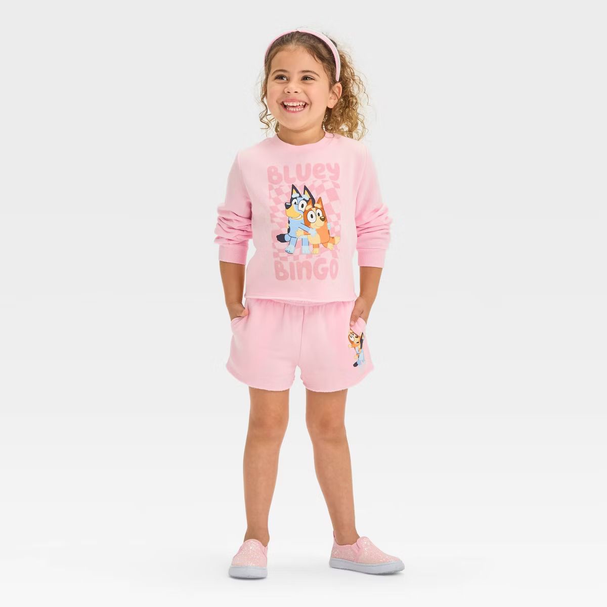 Toddler Girls' Bluey and Bingo Pullover and Shorts Set - Pink | Target