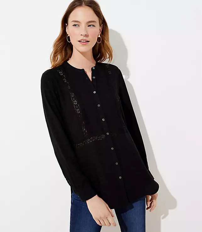 Textured Stripe Tunic Shirt | LOFT