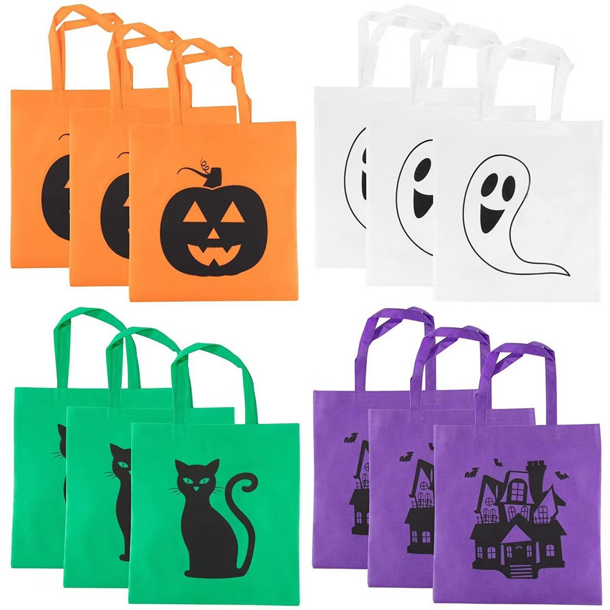 Blue Panda 12-Pack Halloween Trick or Treat Tote Gift Bags, Party Favors Pumpkin Ghost Design, 15... | Target