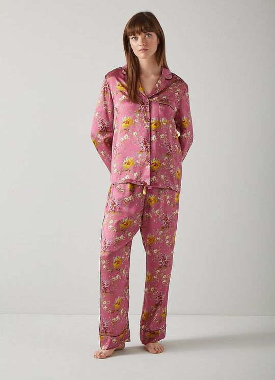 Ava Floral Print Pink Silk Pyjamas | L.K. Bennett (UK)