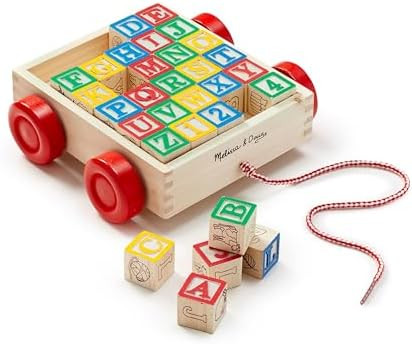 Melissa & Doug Classic ABC Wooden Block Cart Educational Toy with 30 1-Inch Solid Wood Blocks, Mu... | Amazon (US)