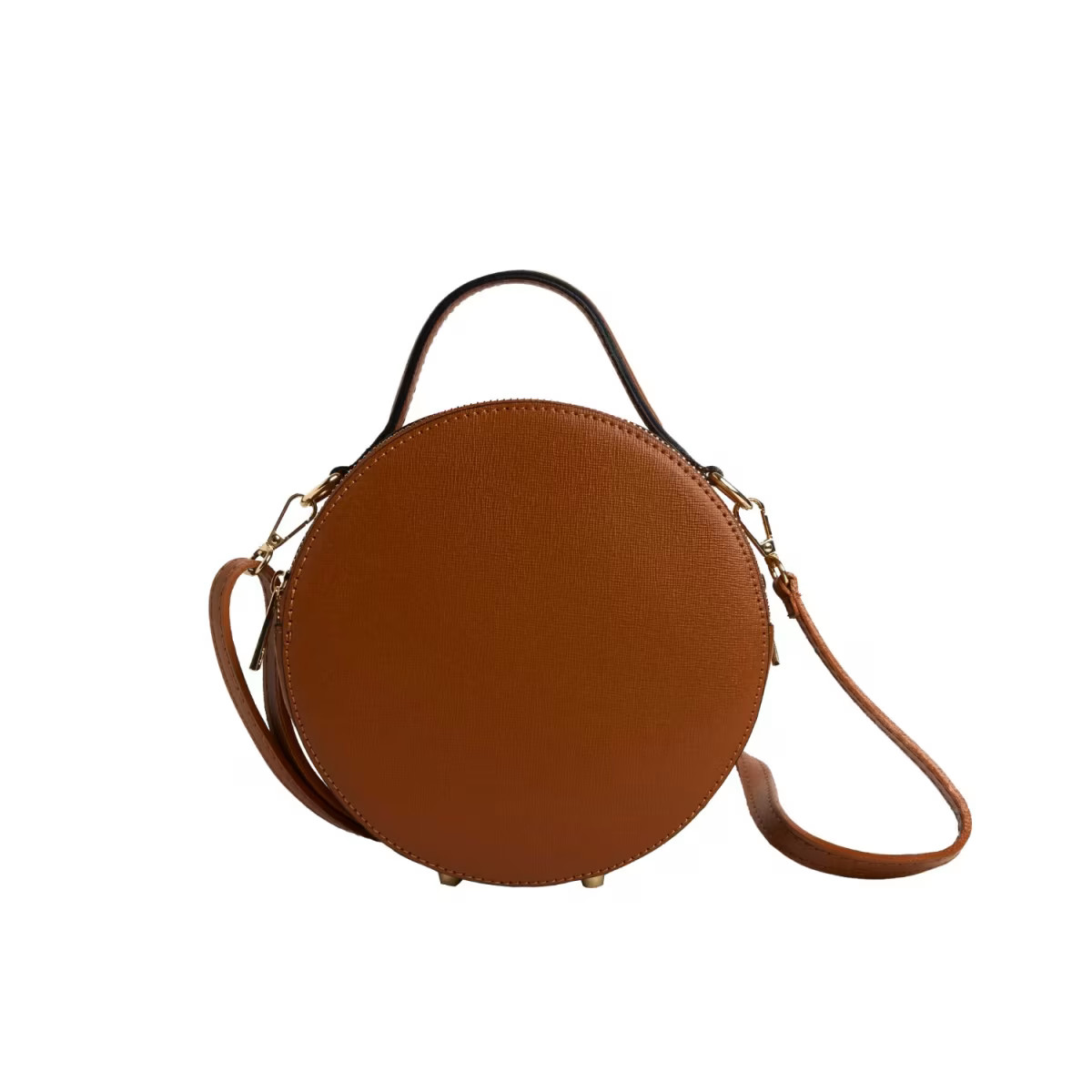 Rome Round Circle Crossbody Bag In Tan With Green Stripe Strap | Wolf & Badger (US)