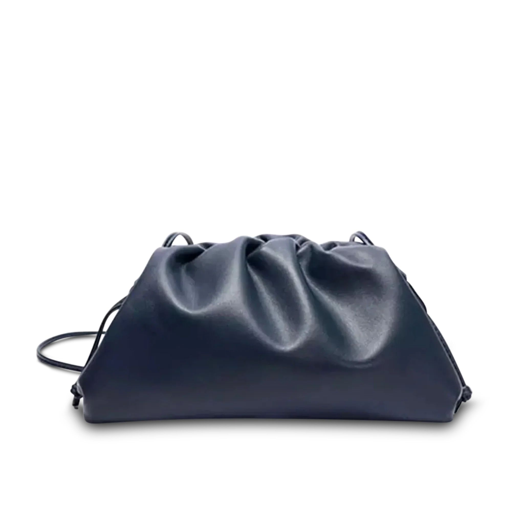 The Jeanie Leather Clutch in Navy Blue | Lily and Bean