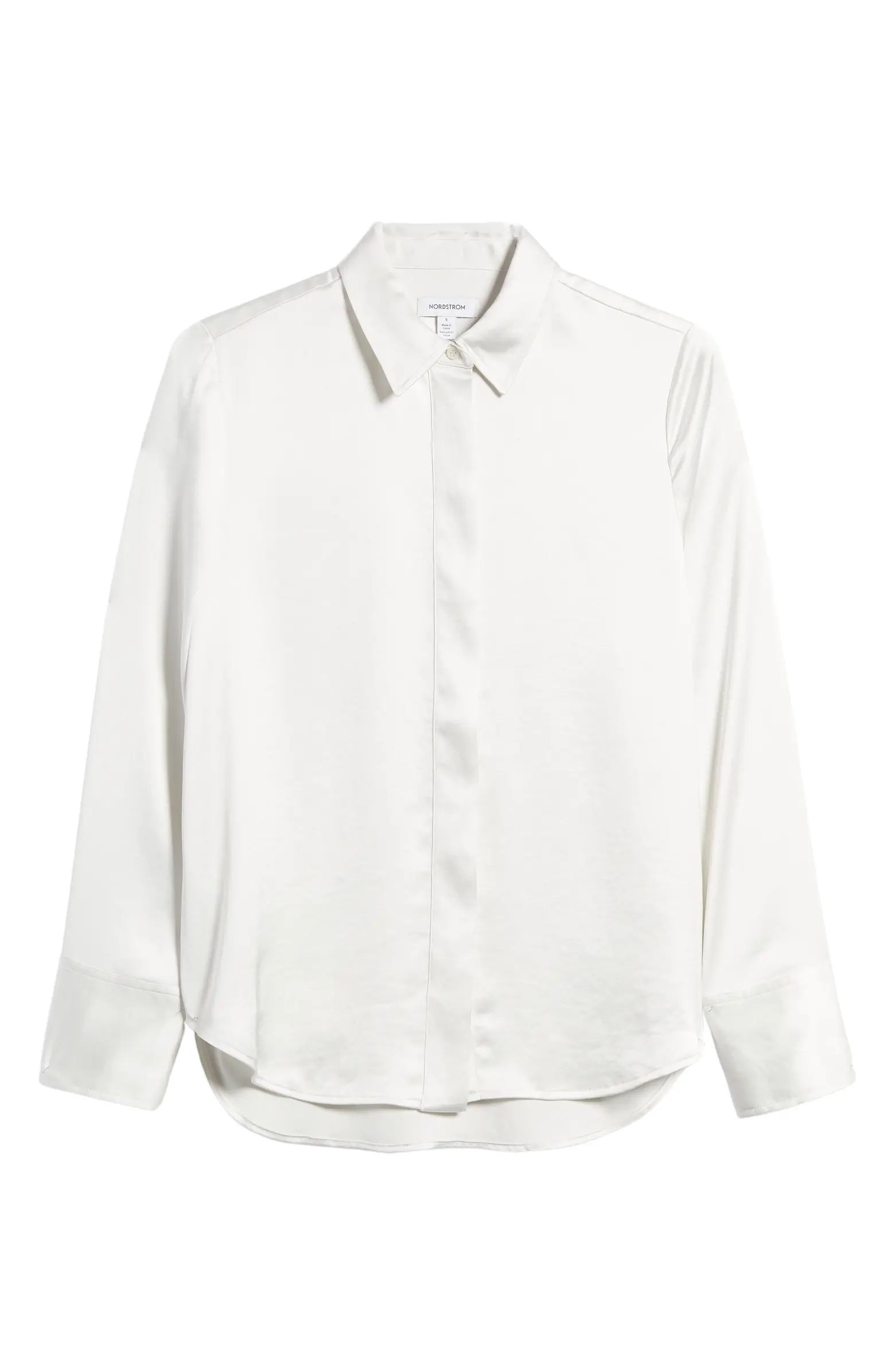 Oversize Satin Button-Up Top | Nordstrom