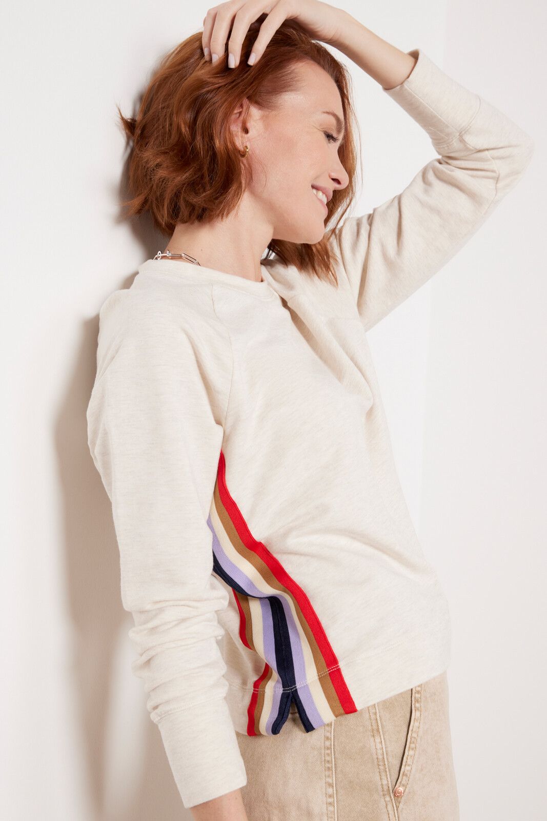 Taylor Stripe Trim Sweatshirt | EVEREVE