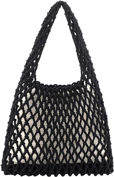 Ayliss Women Mini Clutch Handbag Tote Cotton Crochet Bucket Top-handle Drawstring Beach Woven Fis... | Amazon (US)