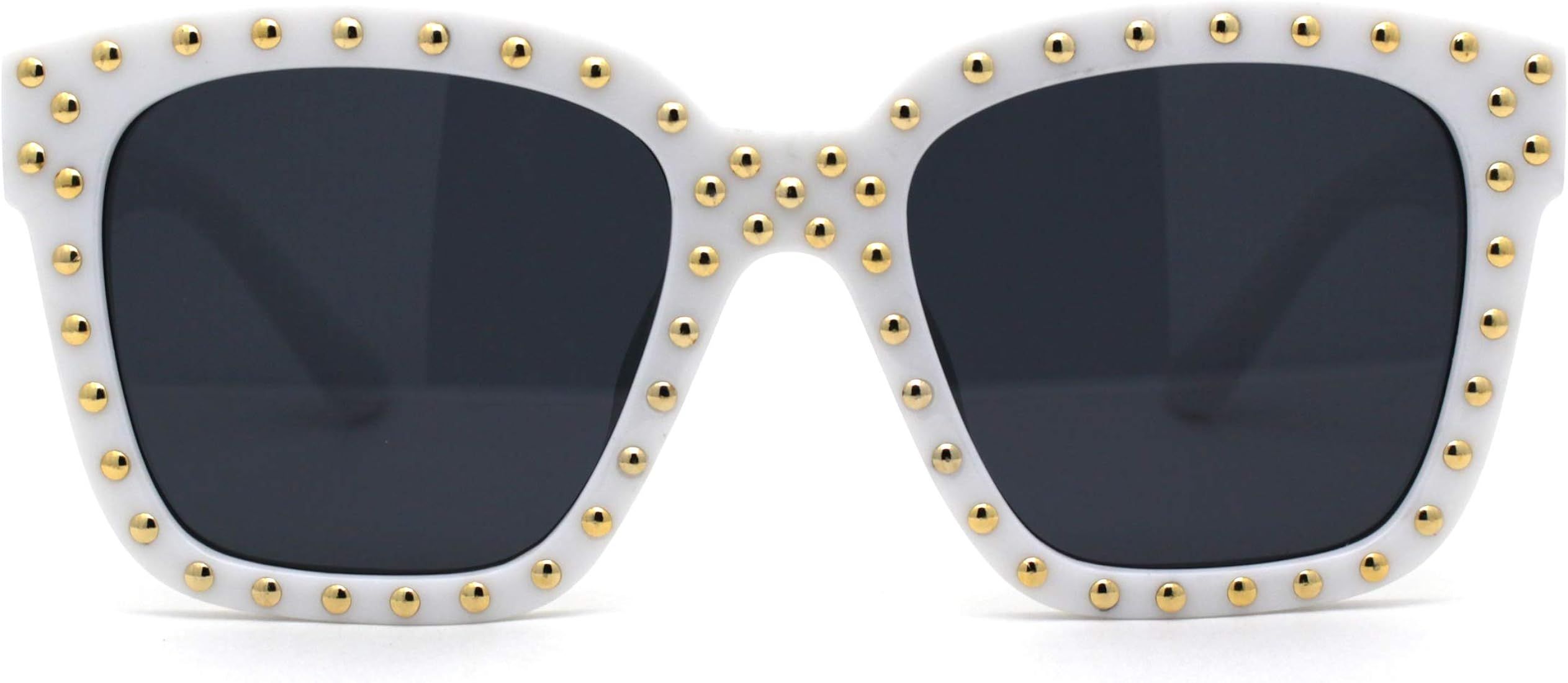 SA106 Unique Metal Stud Goth Plastic Horn Rim Sunglasses | Amazon (US)