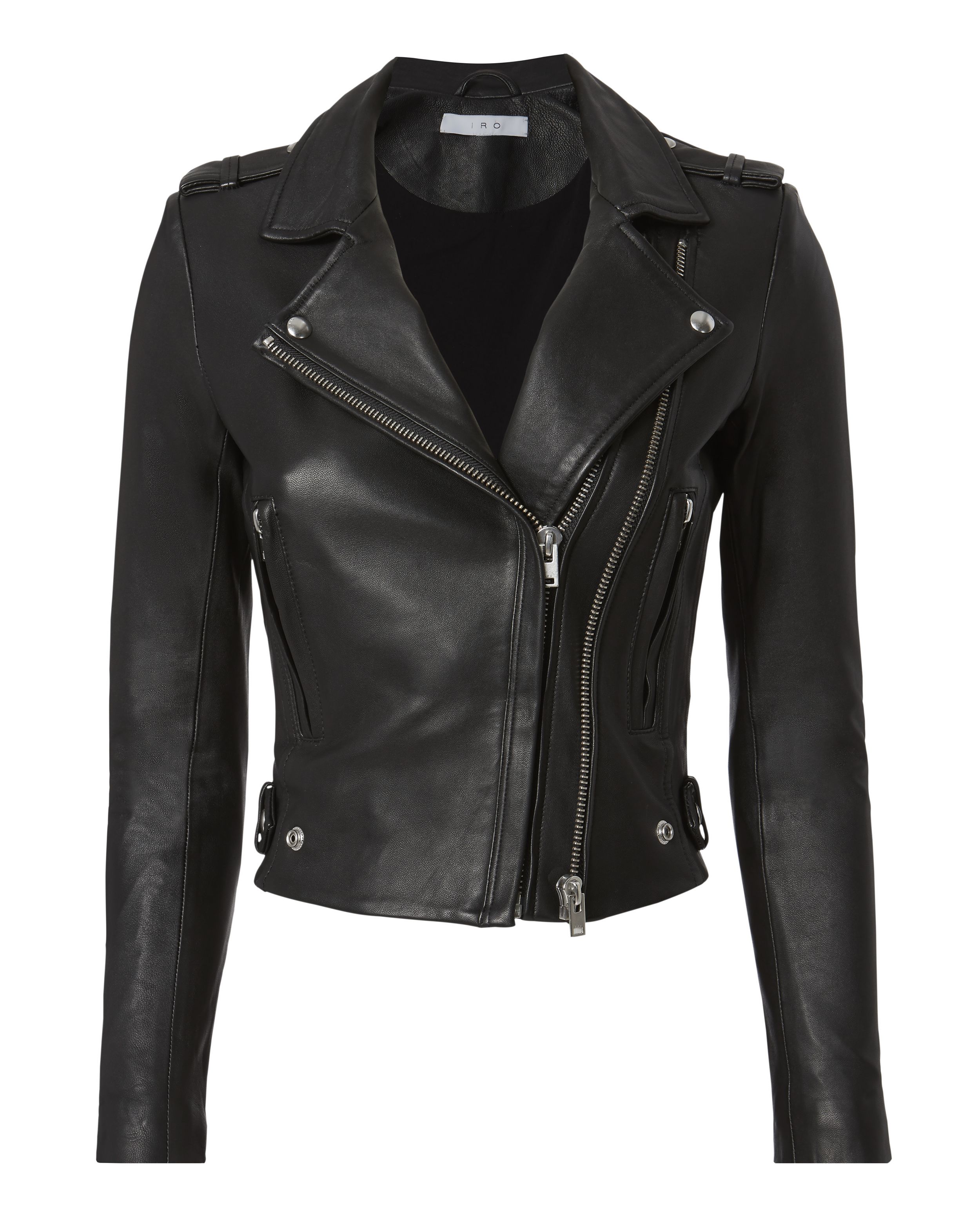 IRO Dylan Black Cropped Moto Jacket Black 34 | Intermix