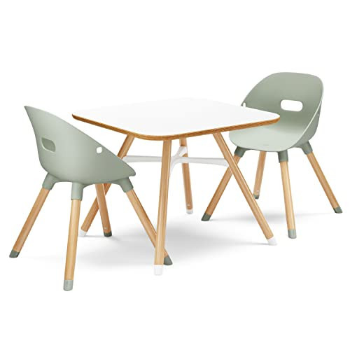 Lalo The Play Kit, Kids Table and Chairs Set with Sustainably Sourced Wood Kids Table & Set of 2 Non-Toxic Bucket Seat Kids Chairs - Safe and Comfortable - Coconut/Sage | Amazon (US)