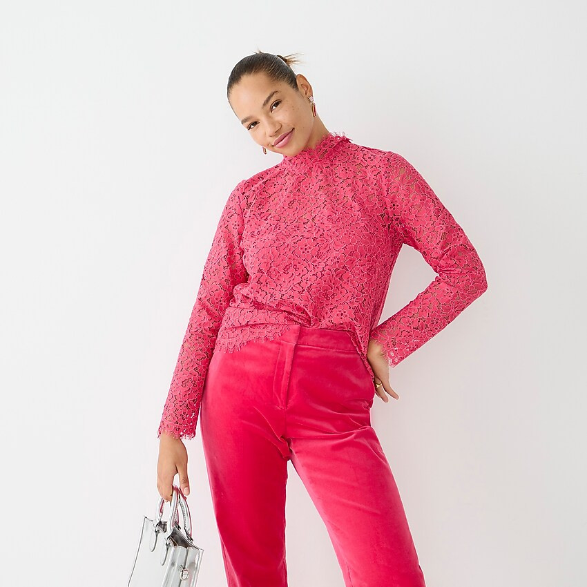 Scalloped lace mockneck top | J. Crew US