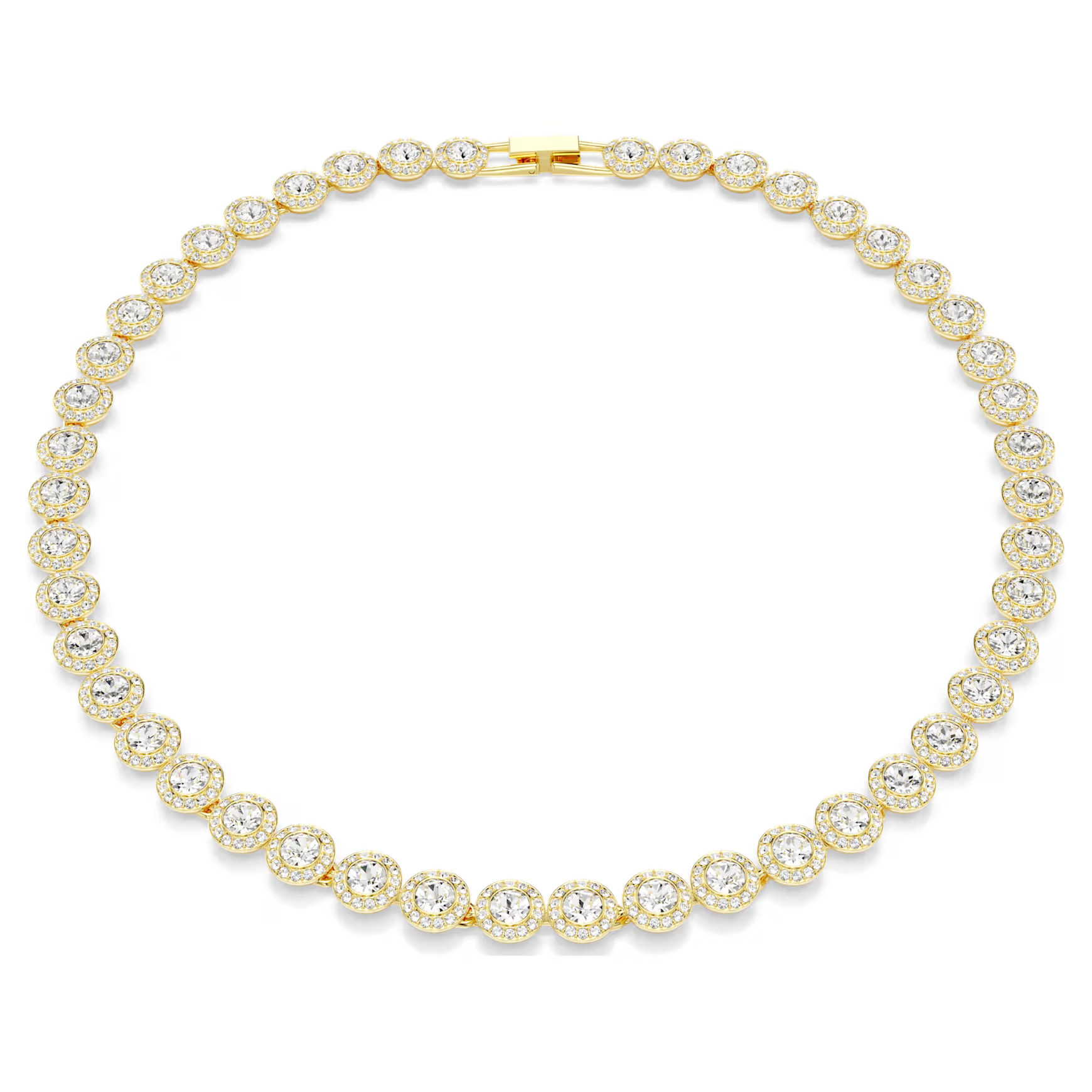 Una Angelic Tennis necklace, Round cut, White, Gold-tone plated by SWAROVSKI | SWAROVSKI