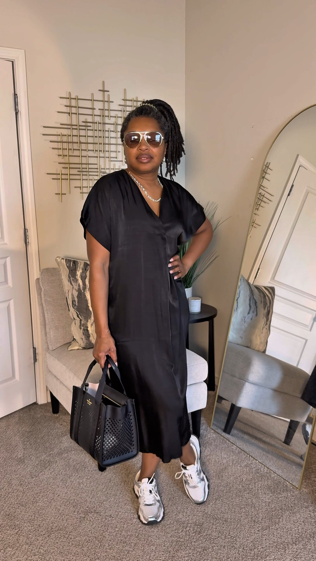 Casual chic kaftan paired with comfortable but stylish sneakers. This pair is sold out but I did add an alternative.  Wearing size S.

#LTKStyleTip #LTKMidsize