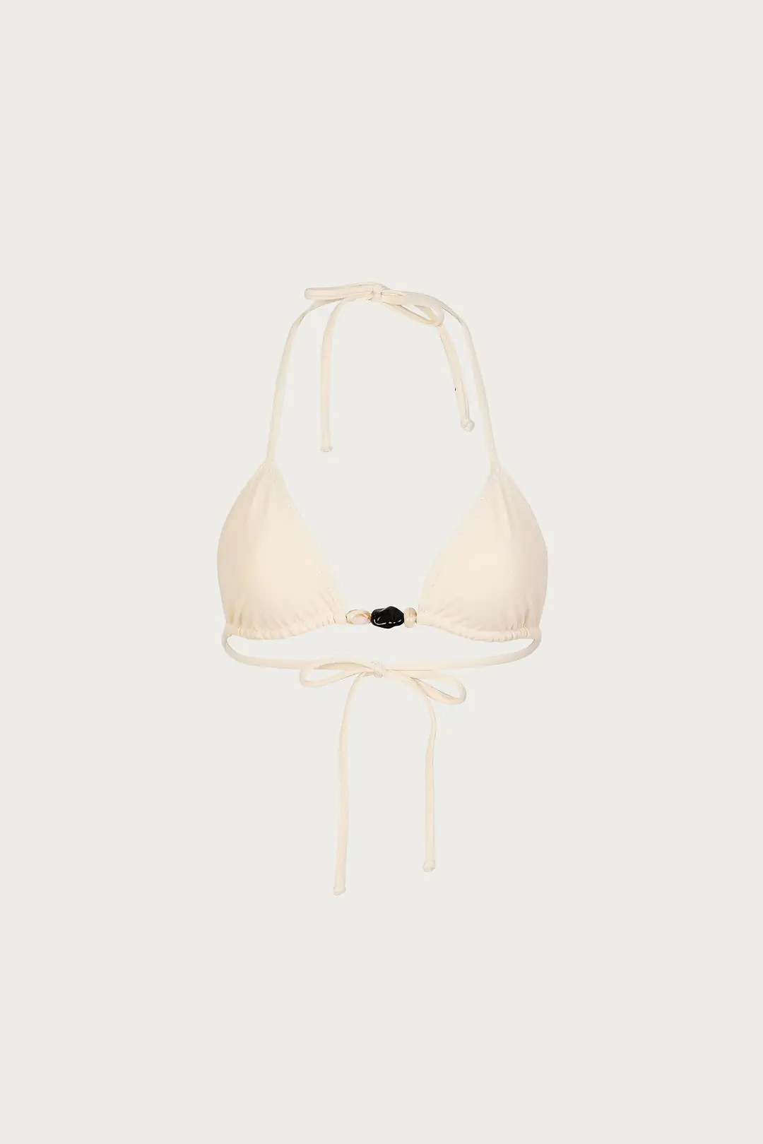 Stone Beaded Triangle Top (Faux Suede Cream) | SAME