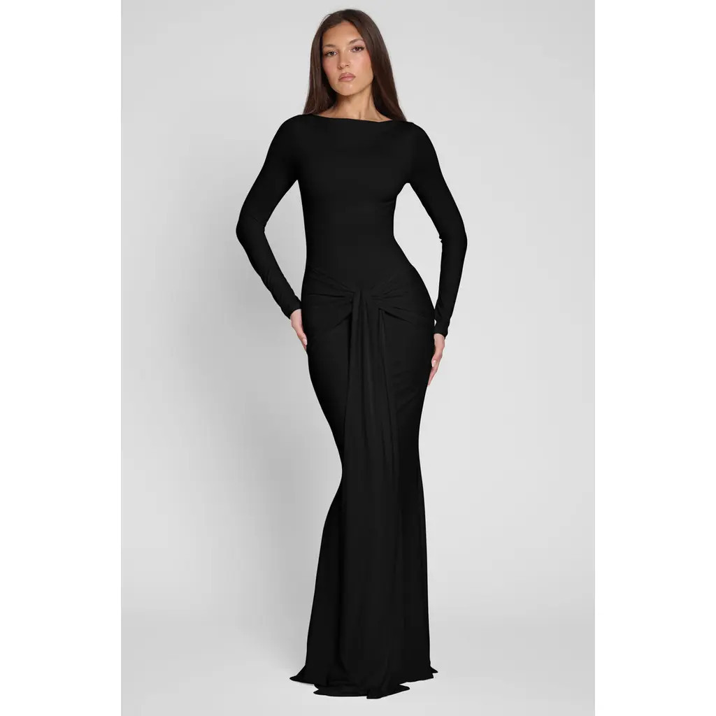 LEAU Oasis Knot Maxi Dress in Black at Nordstrom, Size X-Small | Nordstrom