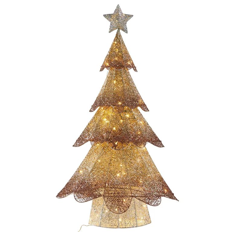 Brylanehome Christmas Champagne Mesh Glitter Trees, Large - Walmart.com | Walmart (US)
