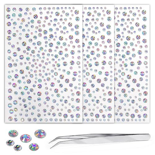 whitelaser 975Pcs DIY Face Gems - 3/4/5/6 mm Body Rhinestones & Crystals for Face Makeup & Crafts, Self-Adhesive Eye & Hair Jewels | Amazon (US)