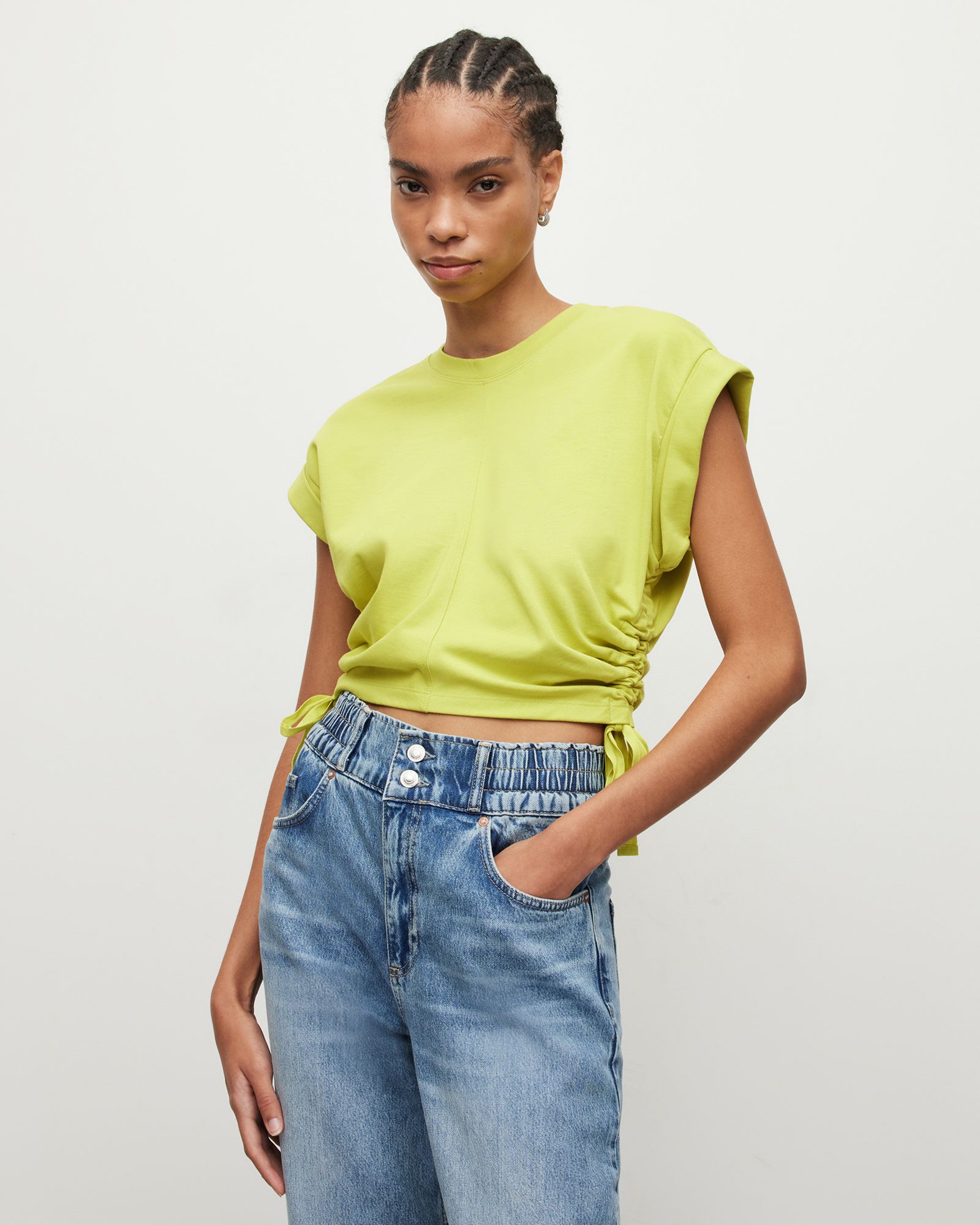 Mira Cropped Drawcord T-Shirt | AllSaints US