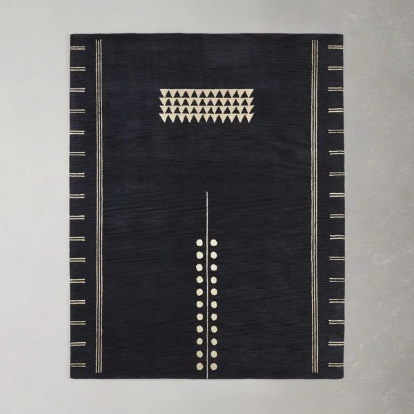 Spire Handmade Tufted Wool Navy/Sand Rug | Wayfair North America