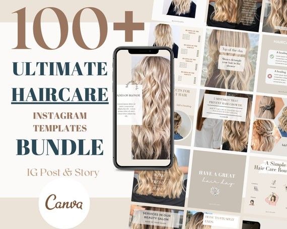 100 Hairstylist Instagram Templates. Hair Salon. Social Media Templates. Canva Hairdresser. | Etsy (US)
