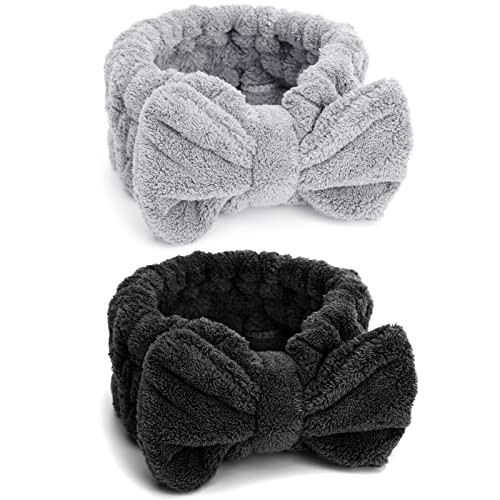 Spa Headbands for Women Makeup Washing Face Skincare Face Wash Head Band Cute Bow Hair Band for Girls Soft Coral Facial Shower Head Wraps | Amazon (US)