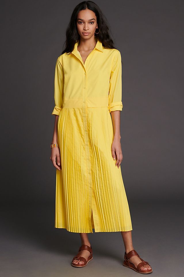Elenore Pleated Maxi Shirtdress | Anthropologie (US)