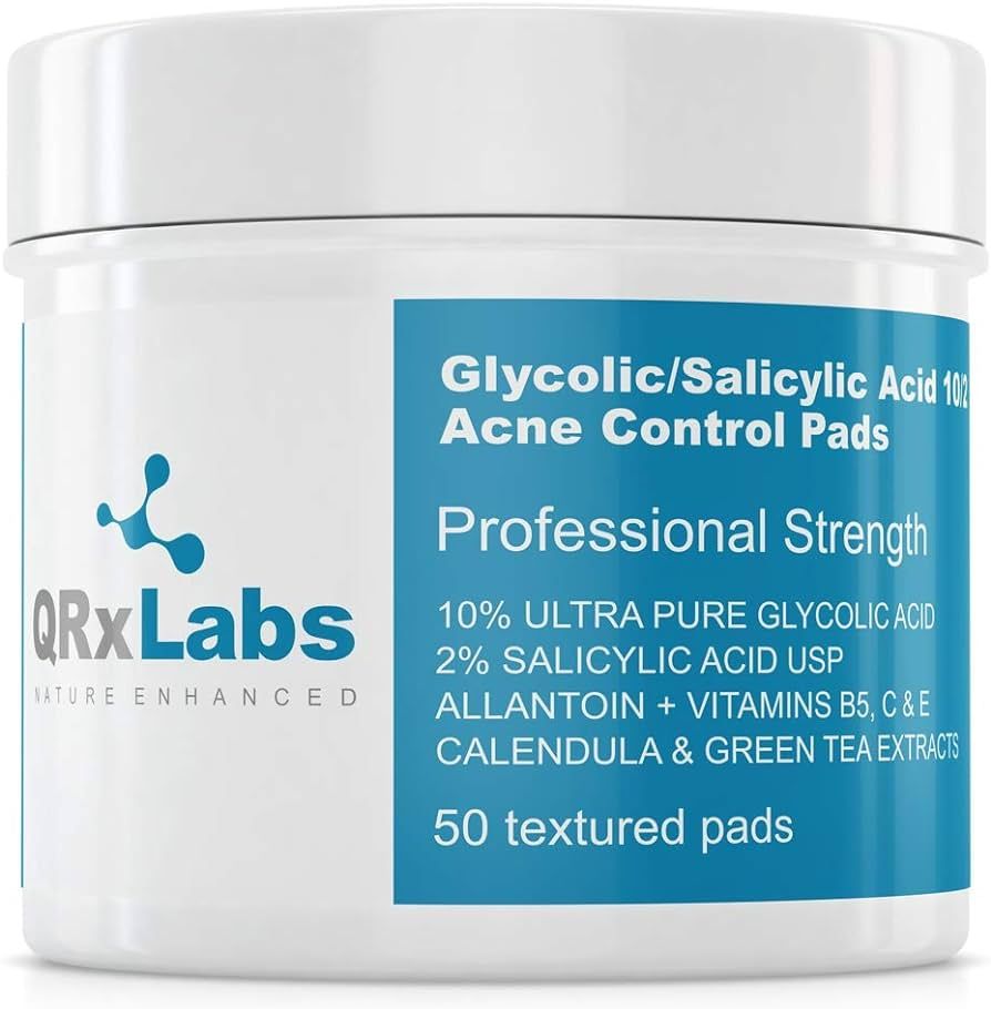 Glycolic/Salicylic Acid 10/2 Acne Control Pads with 10% Ultra Pure Glycolic Acid + 2% Salicylic A... | Amazon (US)